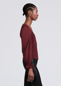 Burgundy Aishah Scoop Neck Long Sleeve Ribbed Top | Women's Top by Derek Lam 10 Crosby