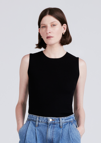 Black Ariana Muscle Ribbed Sweater Tank | Women's Top by Derek Lam 10 Crosby