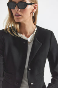 Black Elizabeth Peplum Jacket |  Women's Jacket by Derek Lam 10 Crosby