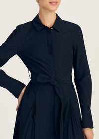 Annette Long Sleeve Pleated Shirt Dress |  Women's Dress by Derek Lam 10 Crosby