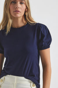 Navy Eva Puff Sleeve |  Women's Top by Derek Lam 10 Crosby