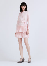 Sterling Long Sleeve Pleated Mini Dress - Pink Dogwood