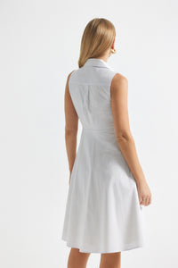 White Navy Reena Sleeveless Shirt Dress |  Women's Dress by Derek Lam 10 Crosby