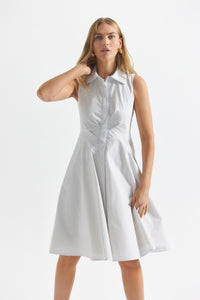 White Navy Reena Sleeveless Shirt Dress |  Women's Dress by Derek Lam 10 Crosby