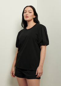 Black Eva Puff Sleeve T-Shirt | Women's T-Shirt by Derek Lam