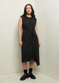 Black Landry T-Shirt Dress with Twist Wrap Detail | Women's Dress by Derek Lam 10 Crosby