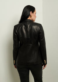 Black Leather Franklin Double Breasted Jacket | Women's Jacket by Derek Lam 10 Crosby