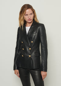 Black Leather Franklin Double Breasted Jacket | Women's Jacket by Derek Lam 10 Crosby