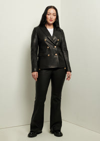 Black Leather Franklin Double Breasted Jacket | Women's Jacket by Derek Lam 10 Crosby