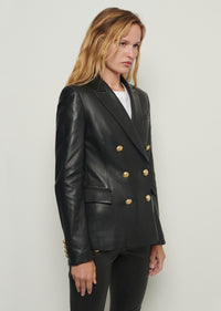 Black Leather Franklin Double Breasted Jacket | Women's Jacket by Derek Lam 10 Crosby