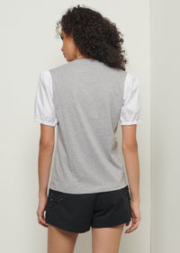 Grey Melange Eva Puff Sleeve T-Shirt | Women's T-Shirt by Derek Lam