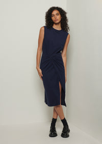 Navy Landry T-Shirt Dress with Twist Wrap Detail | Women's Dress by Derek Lam 10 Crosby