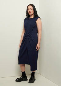 Navy Landry T-Shirt Dress with Twist Wrap Detail | Women's Dress by Derek Lam 10 Crosby