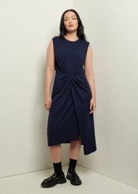 Navy Landry T-Shirt Dress with Twist Wrap Detail | Women's Dress by Derek Lam 10 Crosby