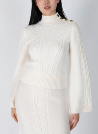 Blanc de Blanc Thomas Cable Knit Sweater |  Women's Sweater by Derek Lam 10 Crosby