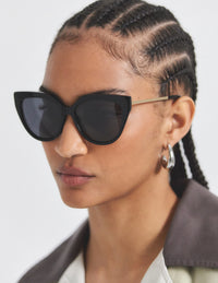 Campbell Cat Eye Oversized Sunglasses - Black