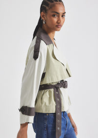 Calico Multi Ines Cropped Trench Jacket | Women's Jacket by Derek Lam 10 Crosby