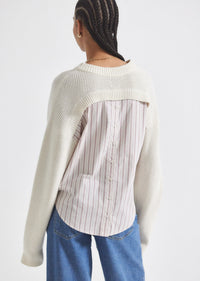 Ecru Liliac-Multi Lyon Mixed Media Sweater | Women's Sweater by Derek Lam 10 Crosby